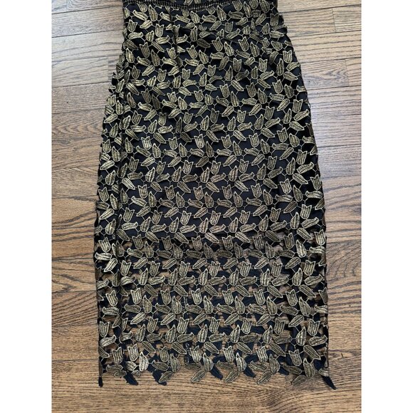 Bardot Gold Gemma Leaf Halter Lace Sheath Night Out Dress Size 4 - Picture 5 of 9